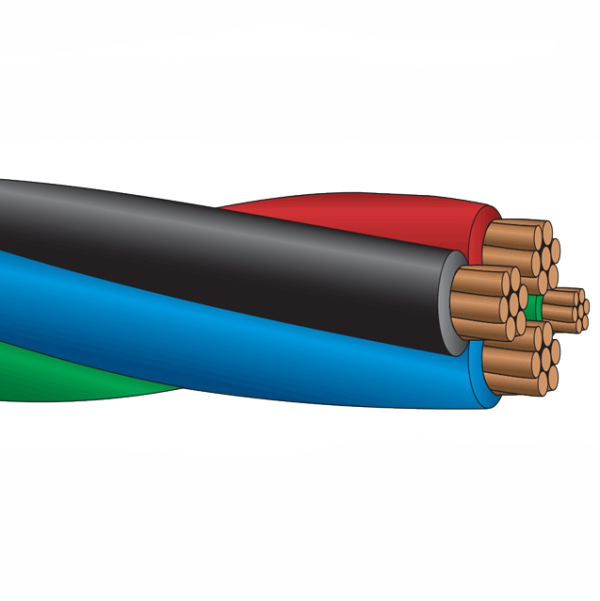 a detailed graphic of 4 colored insulated wires for Hilo Twisted motor lead